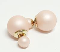 Серьги-пусеты Диор шарики, розовые, матовые, бижутерия, 2,5 см, новые в упаковке