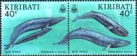 (№1994-663) Лист марок Кирибати 1994 год "Синий Кит Balaenoptera Ван", Гашеный