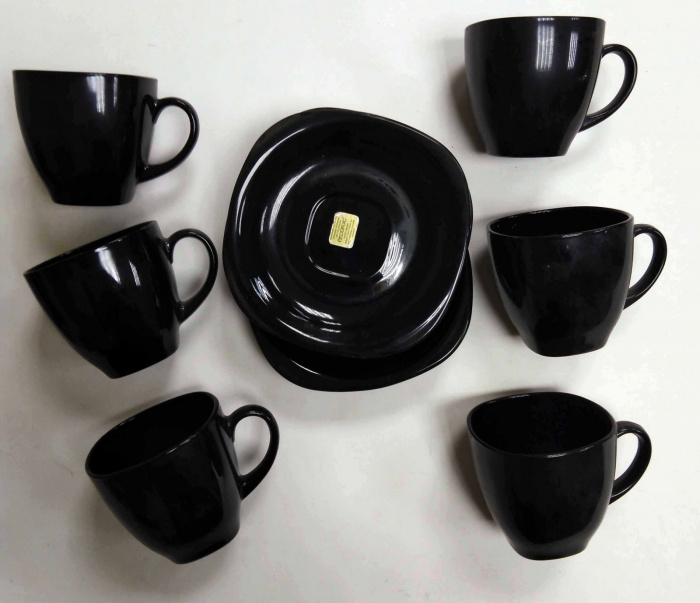Чайный набор на 6 персон, Arcoroc (Франция), 2000-е гг, 12 предметов (состояние на фото)