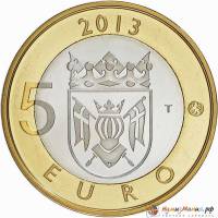 (027) Монета Финляндия 2013 год 5 евро "Финляндия" 2. Диаметр 27,25 мм Биметалл  VF