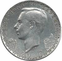 (1946) Монета Люксембург 1946 год 20 франков "Иоанн Слепой. 600 лет смерти"  Серебро Ag 835  UNC
