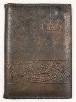 Бумажник, натуральная кожа с тиснением, ручная работа, 1981 год, СССР (состояние на фото)