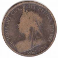 (1900) Монета Великобритания 1900 год 1/2 пенни "Королева Виктория"  Медь  VF