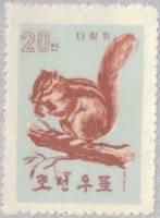 (1962-075) Марка Северная Корея "Бурундук"   Дикие животные II O