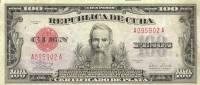 (,) Банкнота Куба 1938 год 100 песо "Франсиско Висенте Агилера"   UNC