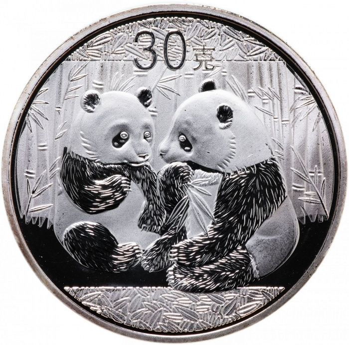 (2009) Монетовидный жетон Китай 2009 год 30 юаней &quot;Панда&quot; Серебрение Медно-никель  PROOF