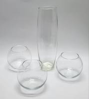 Вазы шары ИКЕА Кронт 3 шт и высокая ваза 30 см стекло