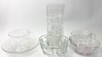Набор посуды 6 предметов подставка тарелка конфетница ваза чашка 2 шт стекло 