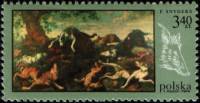 (1968-076) Марка Польша "Охота на кабана"   Охота в живописи III O