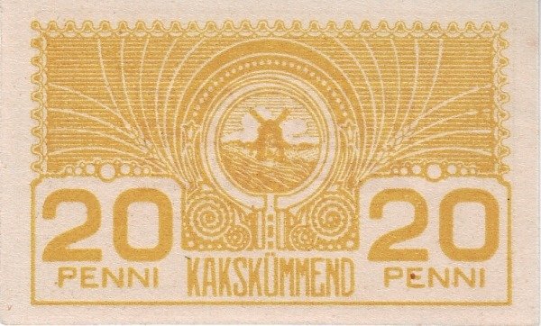 (№1919P-41a) Банкнота Эстония 1919 год &quot;20 Penni&quot;