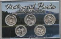 (2010d, 5 монет по 25 центов) Набор монет США 2010 год "Парки"   Футляр