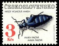 (1992-017) Марка Чехословакия "Майка фиолетовая"    Охрана природы. Жуки III Θ