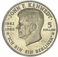 (1988) Монета Остров Ниуэ 1988 год 5 долларов "Джон Фицджеральд Кеннеди"  Медь-Никель  UNC
