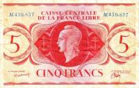 (№1941P-10a) Банкнота Экваториальная Африка 1941 год "5 Francs"
