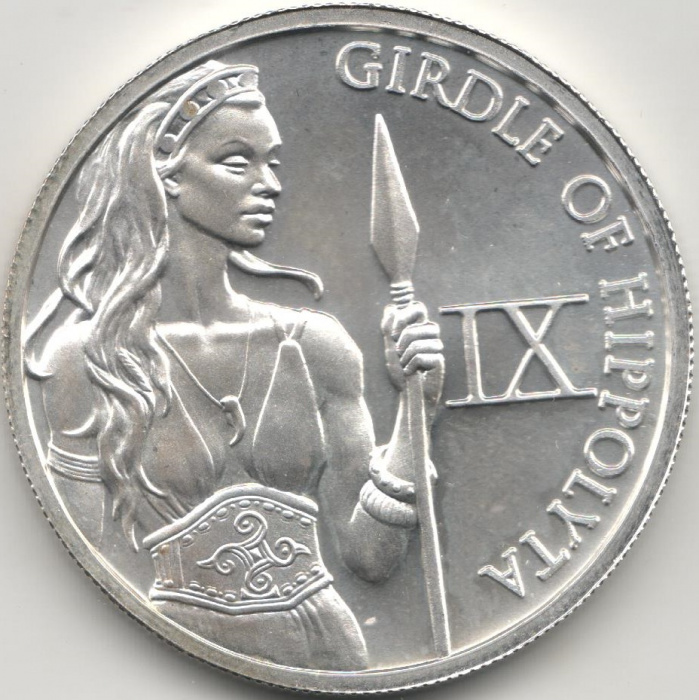 (,) Медаль США 1 унции &quot;9 подвиг Геракла Пояс Ипполита&quot;  Серебро Ag 999  UNC