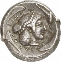 (№1970) Монета Древняя Греция 1970 год 1 Tetradrachm (Сиракьюс - Deinomenid Тирании)