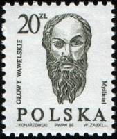 (1986-026) Марка Польша "Мыслитель"    Стандартный выпуск. Резные Вавельские головы II Θ