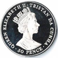 () Монета Тристан да Кунья 2001 год 50 пенсов ""   PROOF