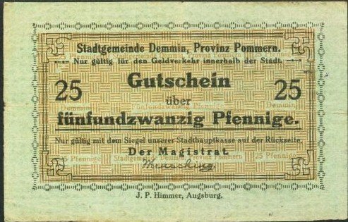 (№1916) Банкнота Германия 1916 год &quot;25 Pfennig&quot;