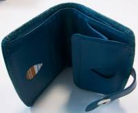 Портмоне женское "Grand", Натуральная фактурная кожа, 1 отделение на магнитной клепке, Бирюзовый