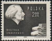 (1960-039) Марка Польша "И. Падеревский"   100 лет со дня рождения И. Падеревского II Θ