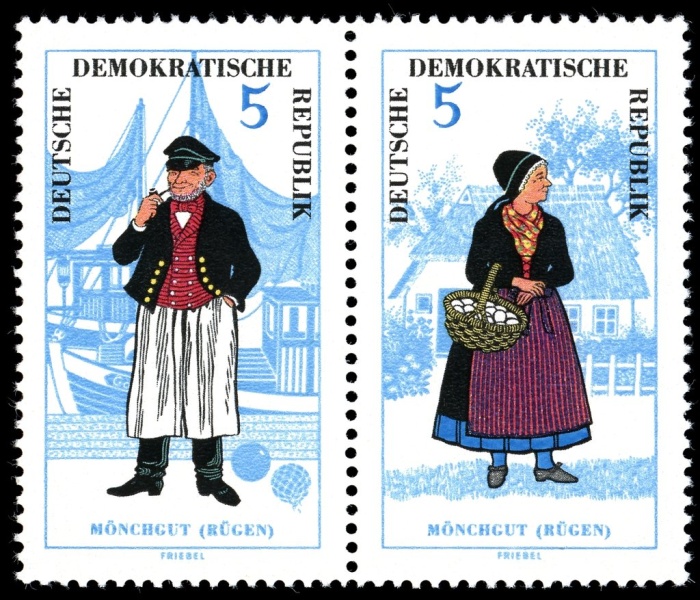 (1964-074) Лист (2 м) Германия (ГДР) "Рюген"    Национальные костюмы II &Theta;