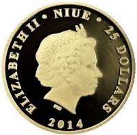 () Монета Остров Ниуэ 2014 год 25  ""   Биметалл (Платина - Золото)  AU