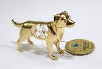 Сувенир Собака 8*4*2 см  металл покрытие золото 24 к. кристаллы Сваровски США  новый