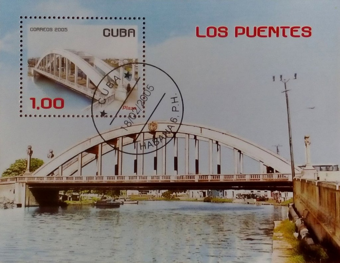 (№197) Блок марок Куба 2005 год &quot;Мосты&quot;, Гашеный
