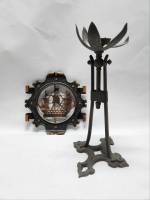 Подсвечник, металл, предположительно чугун и Панно настенное Корабль (набор)