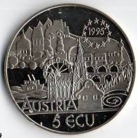 (№1995) Монета Австрия 1995 год 5 Ecu (Иоганн Штраус)