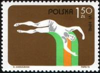 (1975-012) Марка Польша "Прыжки c шестом"    6-й Чемпионат Европы по легкой атлетике в помещении, Ка