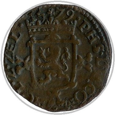 (№1571) Монета Нидерланды 1571 год 2 Duit (1 Оорд, 1/4 Stuyver)
