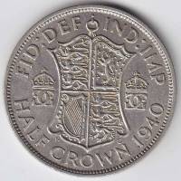 () Монета Великобритания 1940 год 1/2 кроны "Георг VI"  Серебро Ag 500  UNC