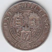 (1895) Монета Великобритания 1895 год 1 шиллинг "Королева Виктория"  Серебро Ag 925  VF