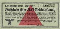 (№1939) Банкнота Германия 1939 год "50 Reichspfennig"