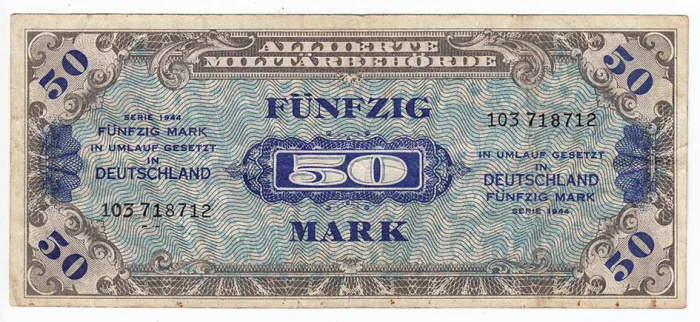 (1944) Банкнота Германия (Оккупация союзниками) 1944 год 50 марок    VF