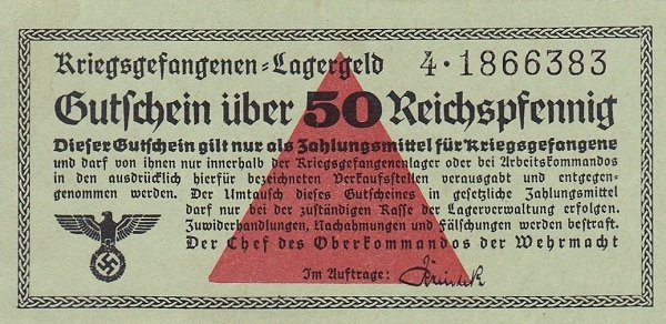 (№1939) Банкнота Германия 1939 год &quot;50 Reichspfennig&quot;