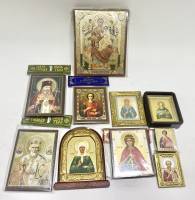 Набор иконы 10 шт разные дерево полиграфия 