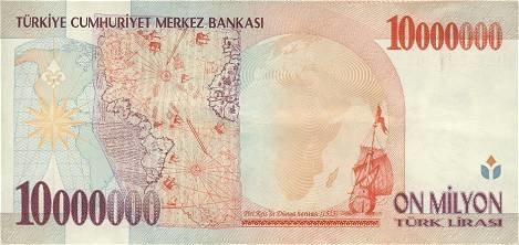 () Банкнота Турция 1999 год 10 000 000  &quot;&quot;   UNC