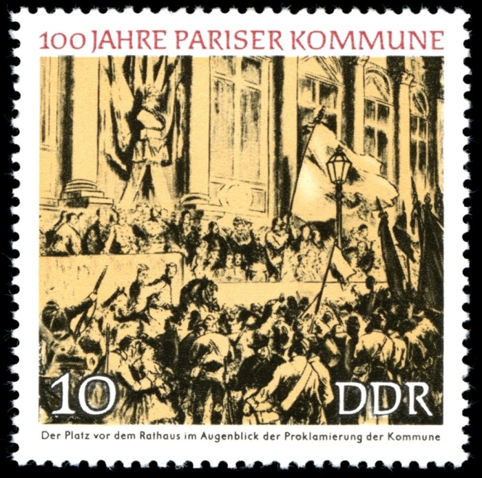 (1971-026) Марка Германия (ГДР) "Митинг"    Парижская коммуна III O