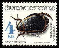 (1992-018) Марка Чехословакия "Широкий плавунец"    Охрана природы. Жуки III Θ