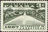 (№1957-499) Марка Панама 1957 год "Панамериканским Шоссе", Гашеная