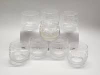 Стопки бочонки стаканы 8 штук СССР стекло напыление рисунок виноград ретро винтаж высота 6 см