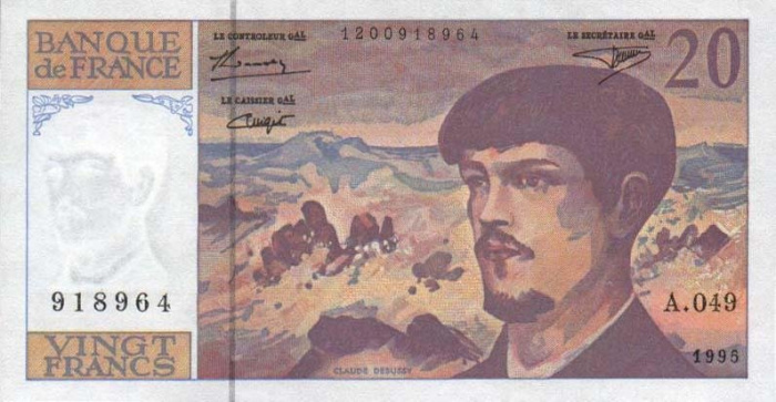 (№1995P-151h) Банкнота Франция 1995 год &quot;20 Francs&quot; (Подписи: D)