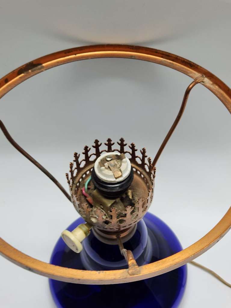 Лампа настольная электрическая кобальт синее стекло СССР