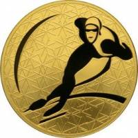 (011 спмд) Монета Россия 2009 год 200 рублей "Конькобежный спорт"  Золото Au 999  PROOF