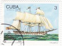 (1989-055) Марка Куба "Триунфо"    Парусные суда III Θ