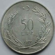 () Монета Турция 1977 год 500  ""   Биметалл (Серебро - Ниобиум)  UNC