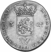 (№1794km4 sumatra) Монета Голландская Ост-Индская компания 1794 год 3 Gulden (Суматра)
